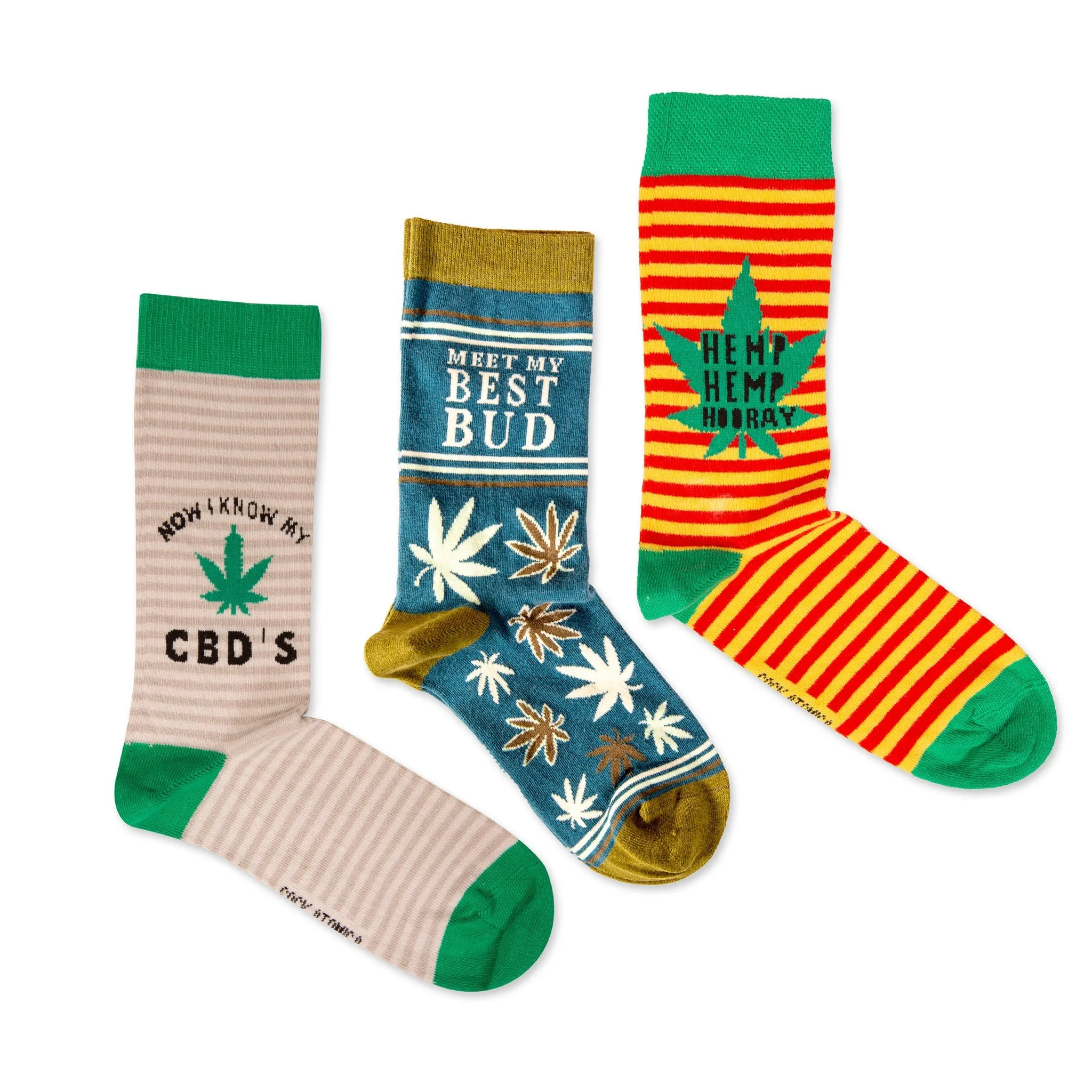 Weed Socks Set 3 Pair Gift Set for Smoke Lovers , CBD Socks , Hemp and Weed Socks, Groomsmen Socks for Adult Unisex Socks Marijuana Socks