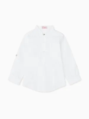 White Jazmin Cotton Long Sleeve Boy Shirt