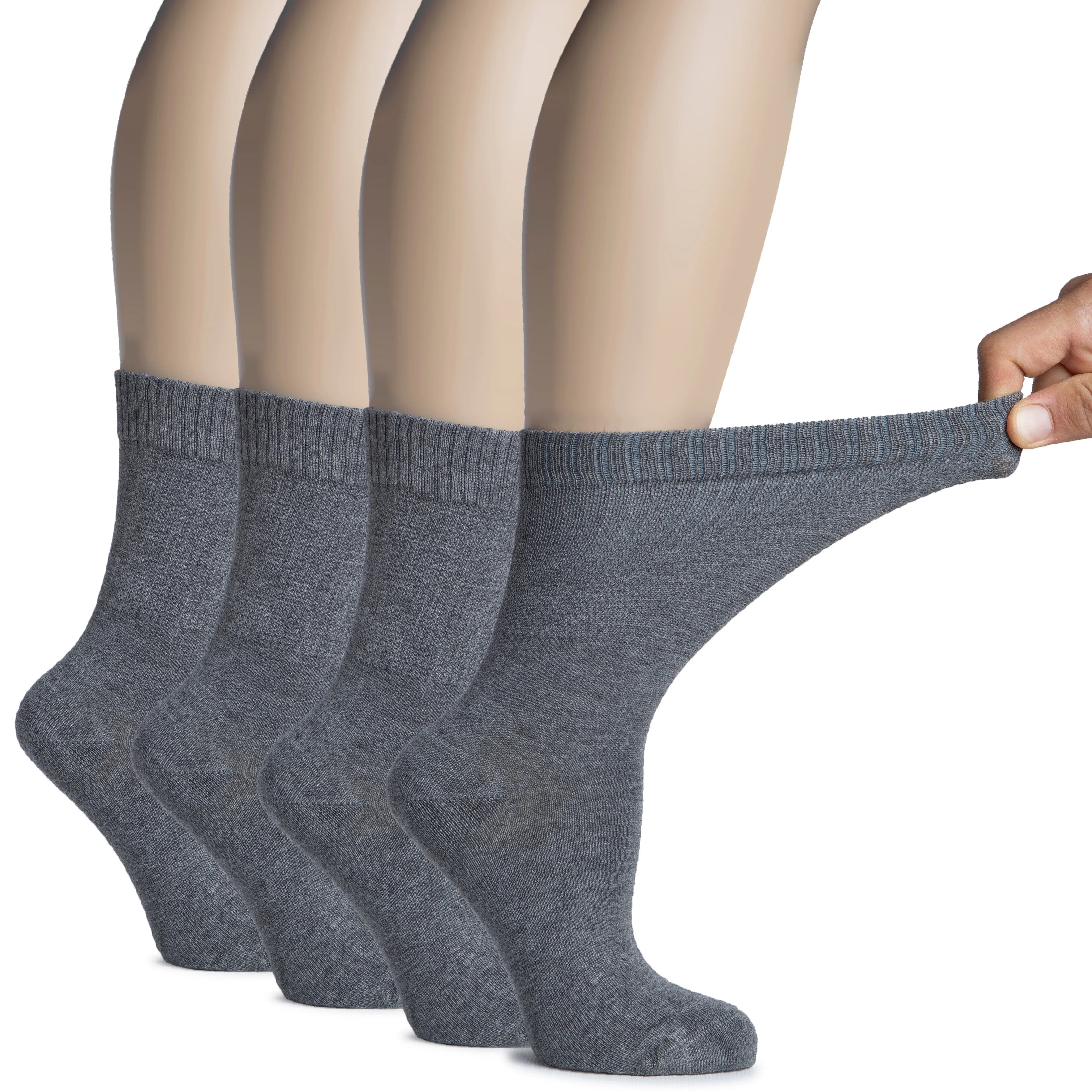 Women's Bamboo Diabetic Crew Thin Socks, 4 Pairs