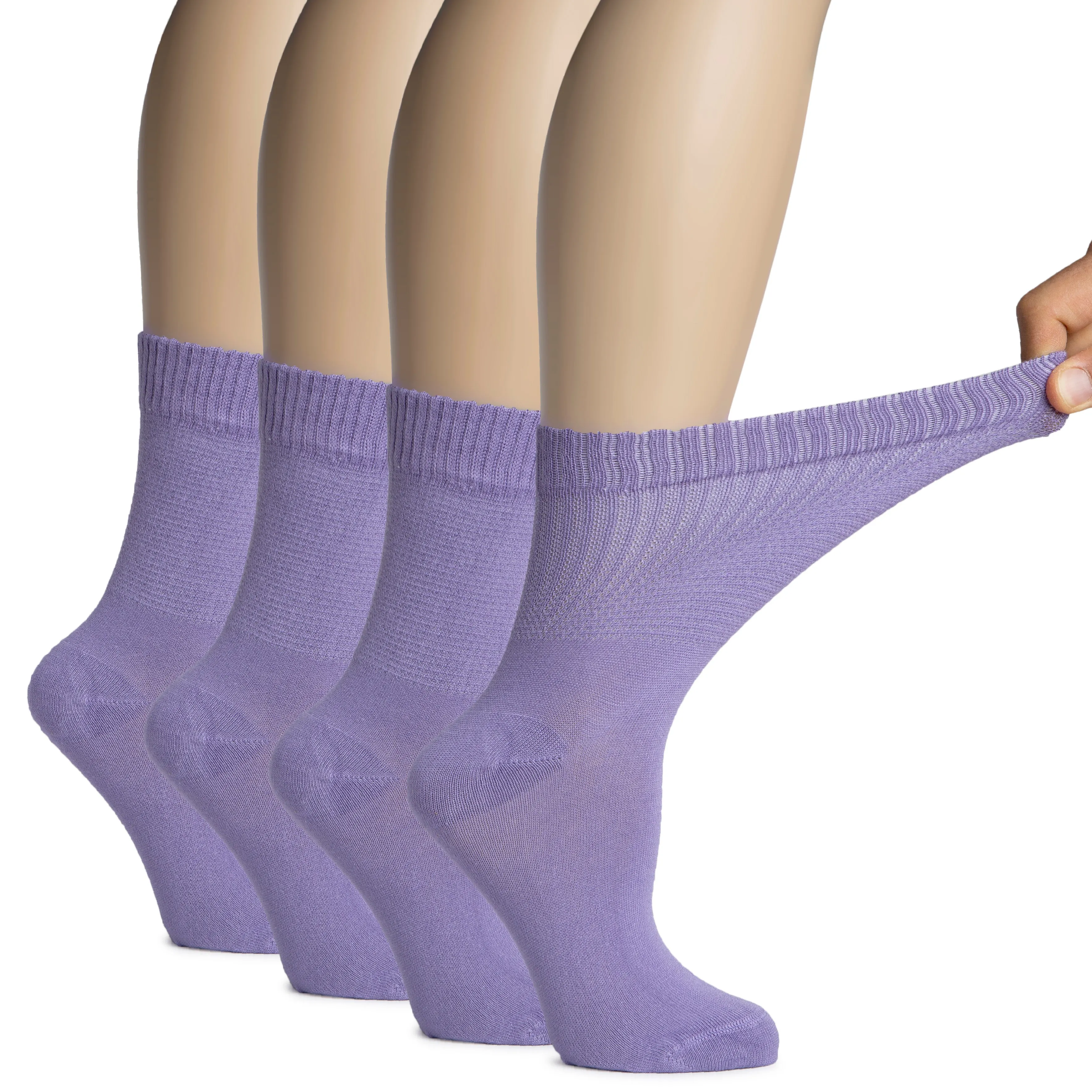 Women's Bamboo Diabetic Crew Thin Socks, 4 Pairs