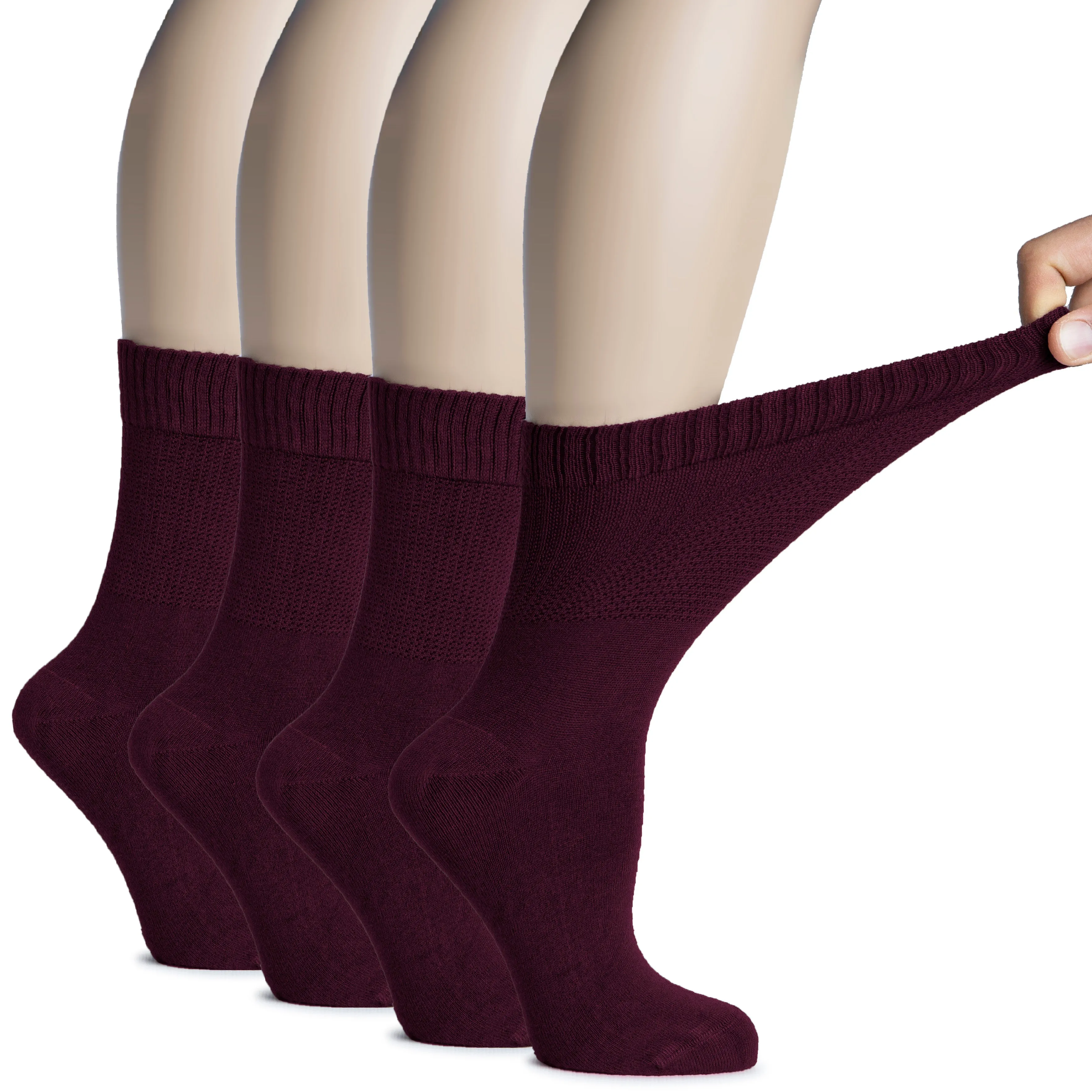 Women's Bamboo Diabetic Crew Thin Socks, 4 Pairs