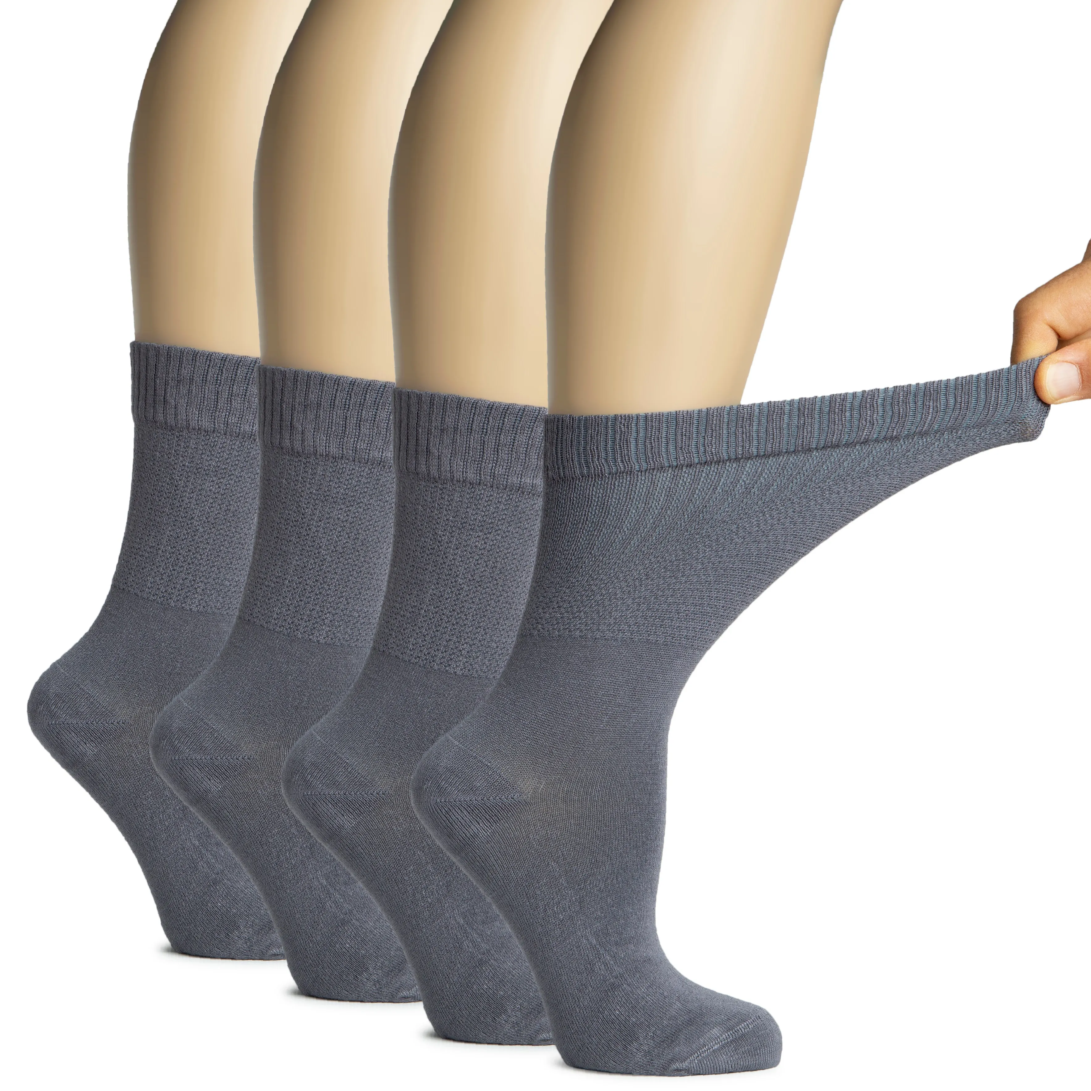 Women's Bamboo Diabetic Crew Thin Socks, 4 Pairs