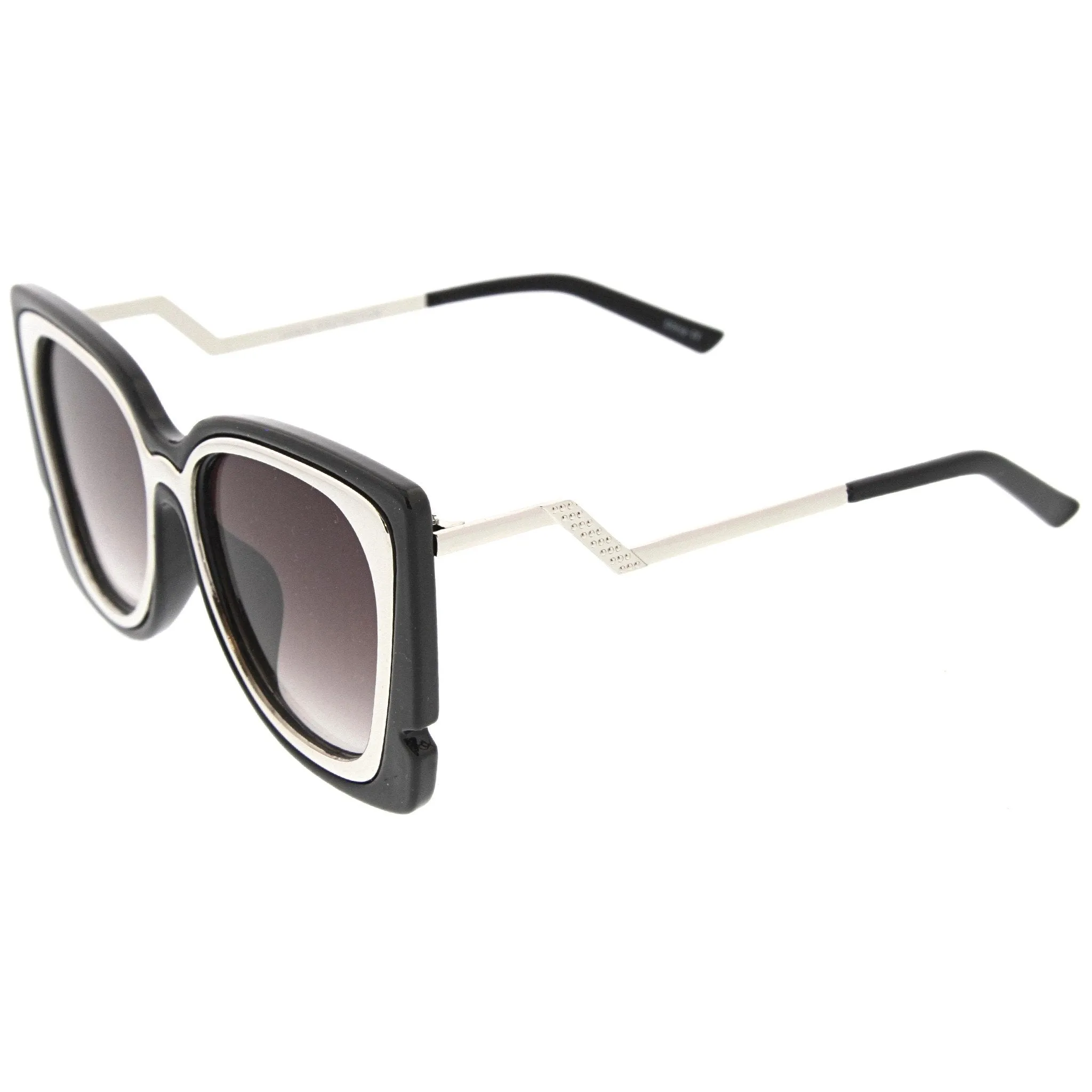 Women's Oversize Notched Angled Temple Cat Eye Sunglasses A833