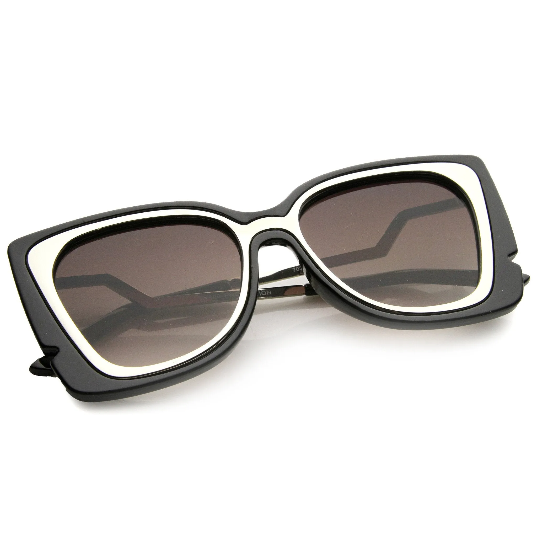 Women's Oversize Notched Angled Temple Cat Eye Sunglasses A833