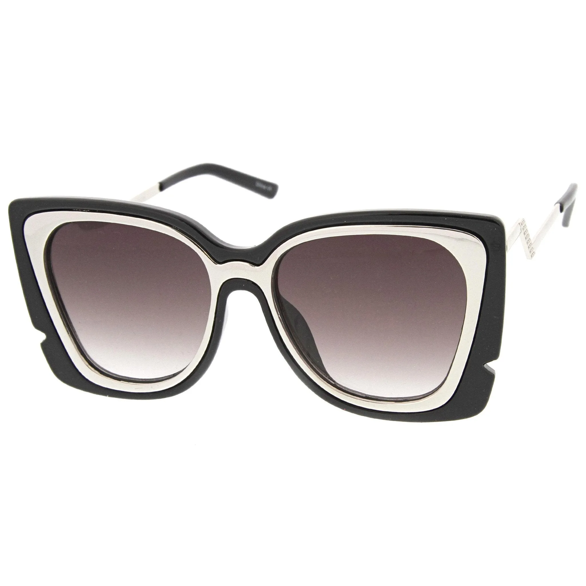 Women's Oversize Notched Angled Temple Cat Eye Sunglasses A833