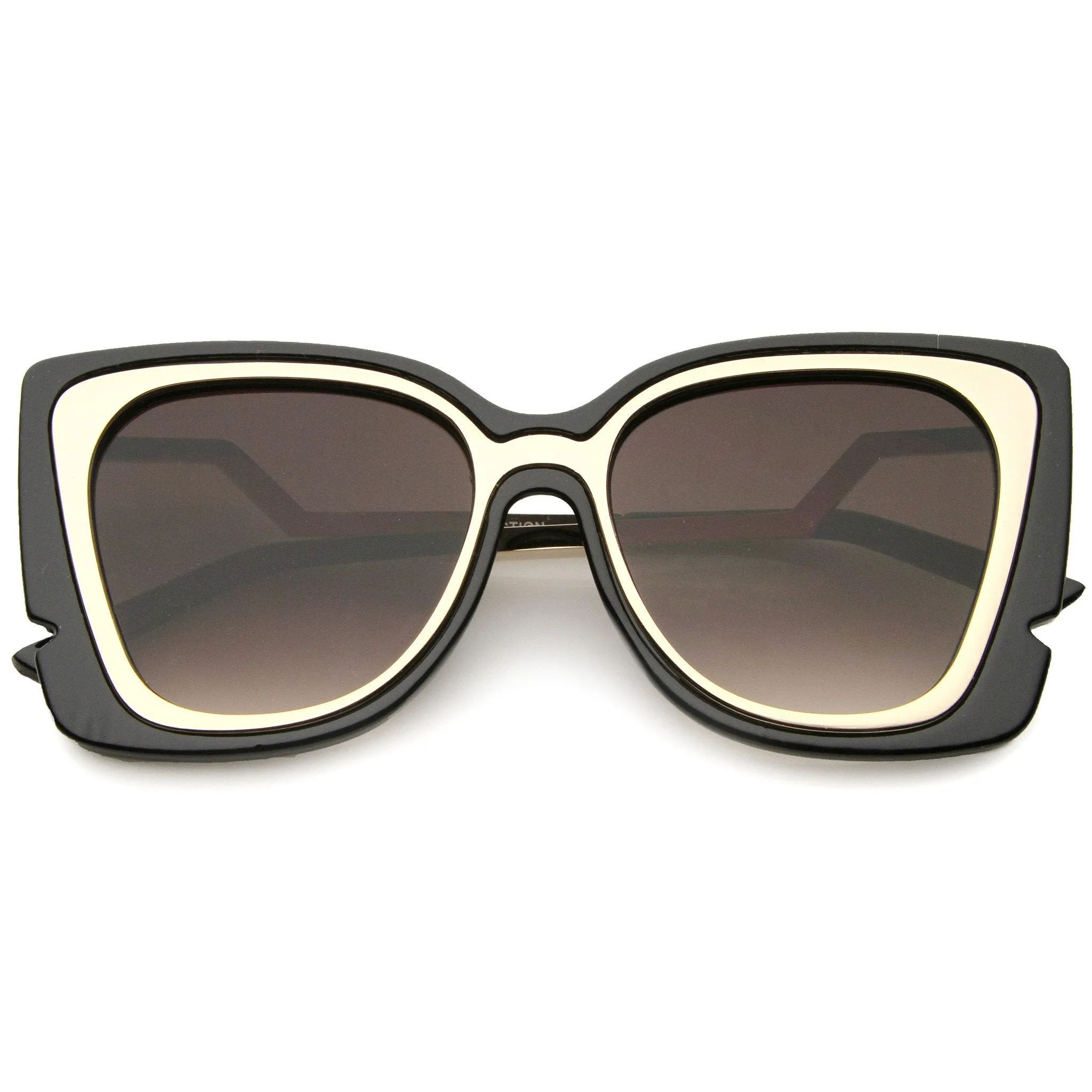 Women's Oversize Notched Angled Temple Cat Eye Sunglasses A833