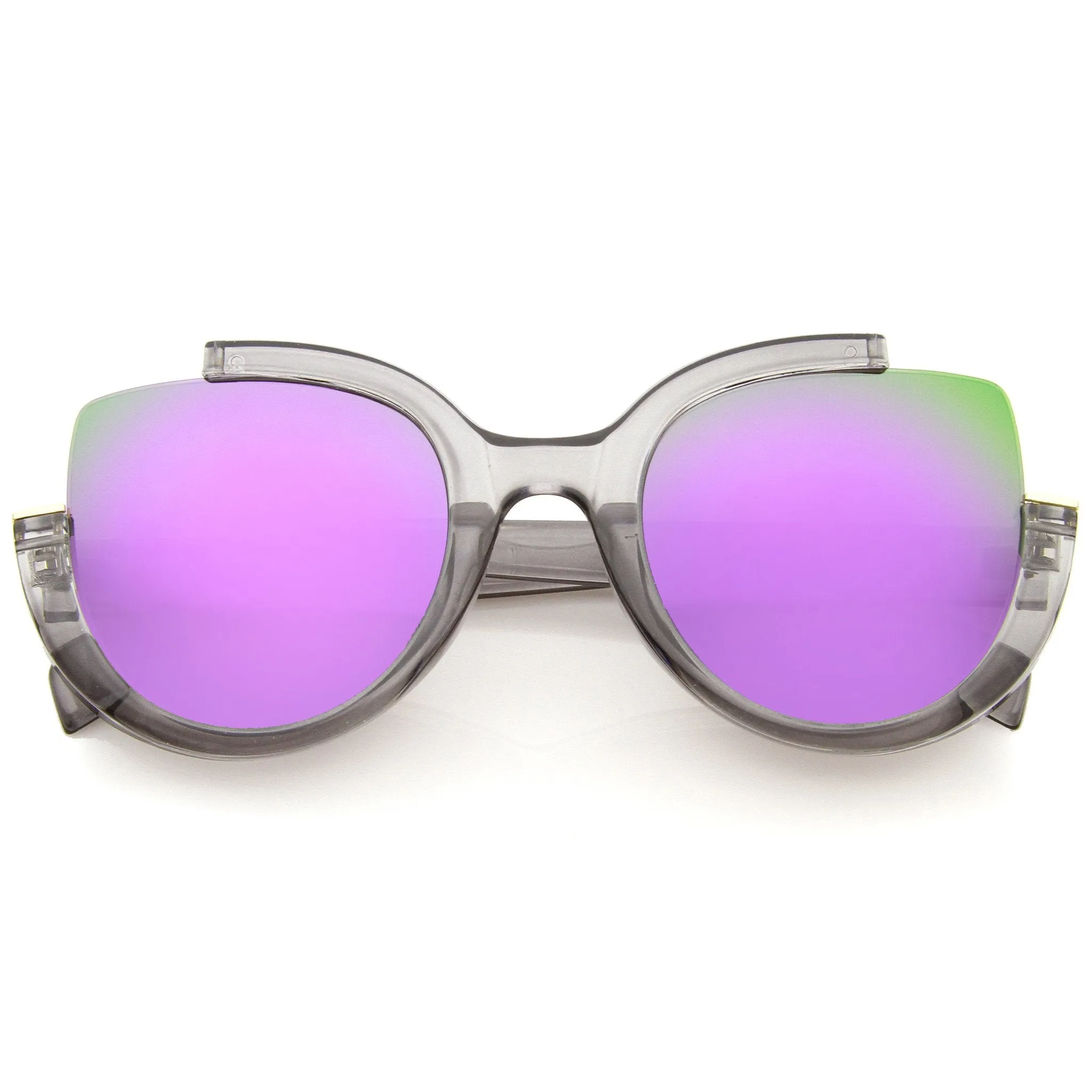 Women's Semi Rimless Cat Eye Mirrored Lens Sunglasses A802