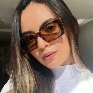 XaYbZc Vintage Rectangle Sunglasses Women Leopard UV400 Eyewear