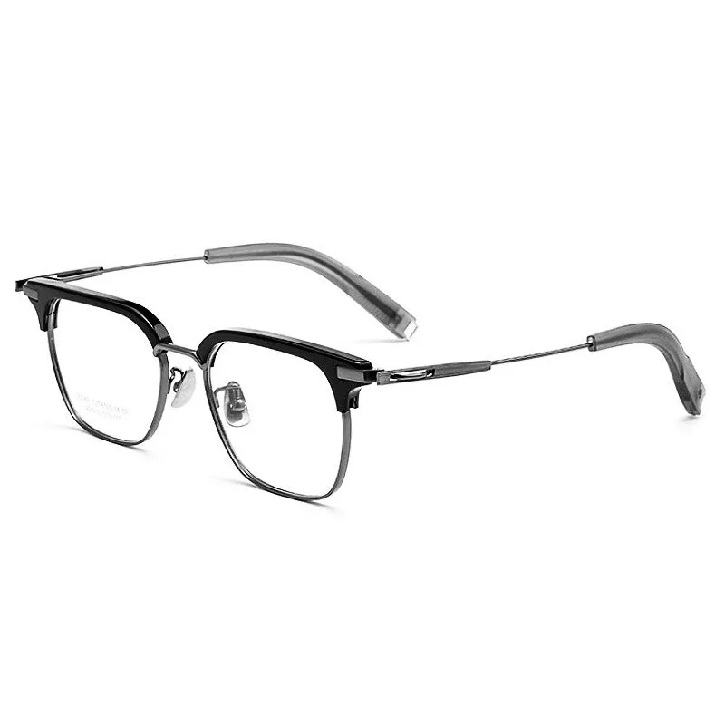 Yimaruili Men's Full Rim Square Acetate Titanium Eyeglasses 2083t