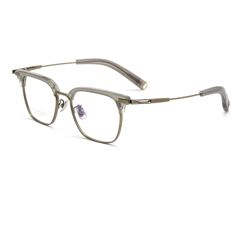 Yimaruili Men's Full Rim Square Acetate Titanium Eyeglasses 2083t