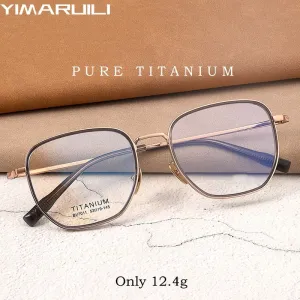 Yimaruili Unisex Full Rim Square Acetate Titanium Eyeglasses Bv7011b