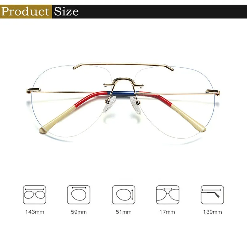 Yimaruili Unisex Rimless Double Bridge Alloy Frame Eyeglasses 1870