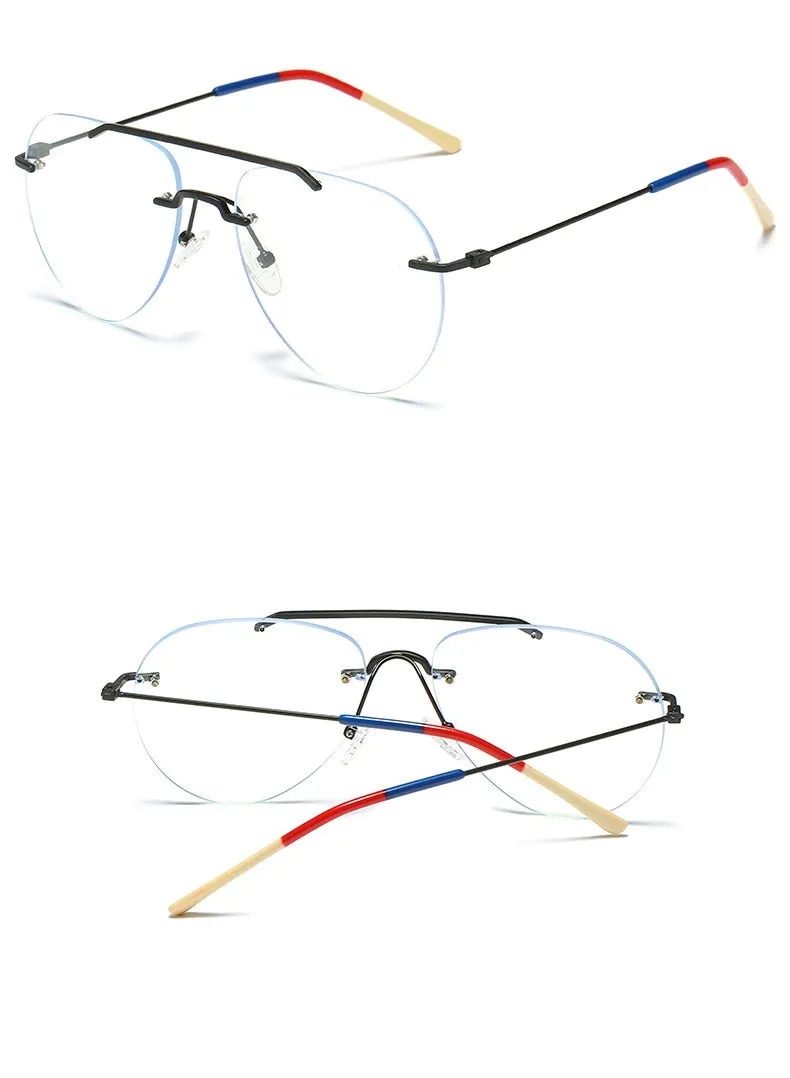 Yimaruili Unisex Rimless Double Bridge Alloy Frame Eyeglasses 1870