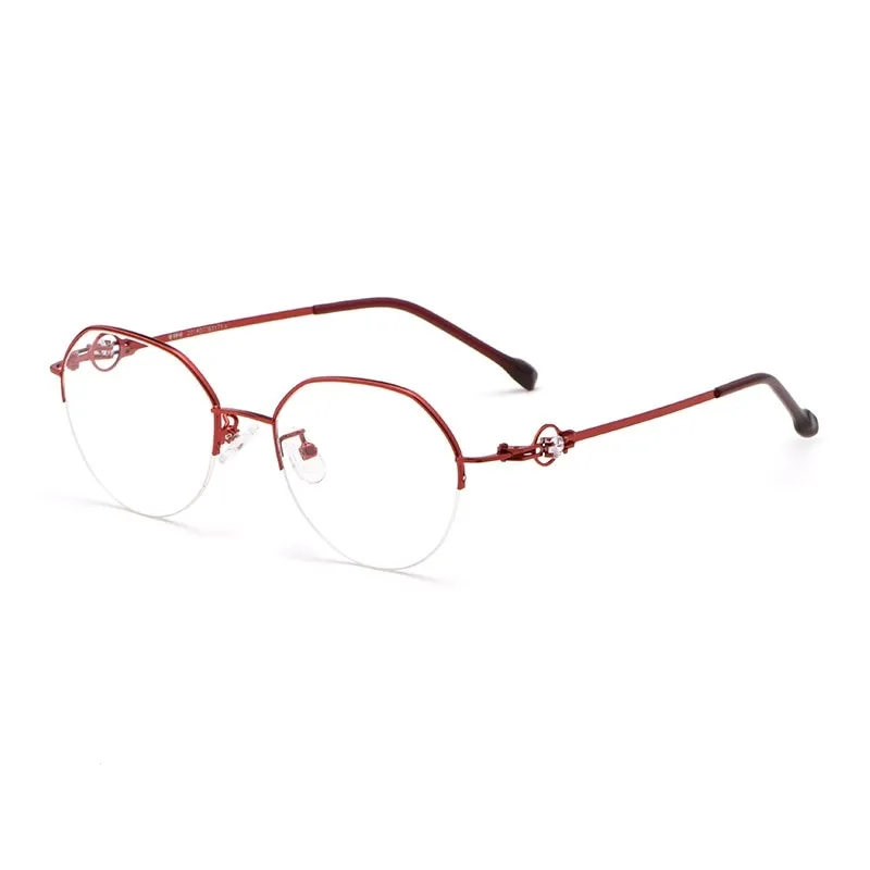 Yimaruili Unisex Semi Rim Alloy Frame Eyeglasses 8001Z