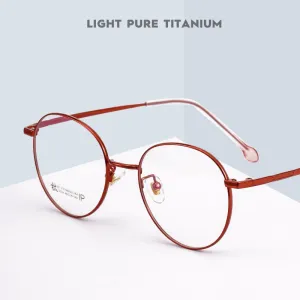 Yimaruili Women's Full Rim Round β Titanium Frame Eyeglasses 2054