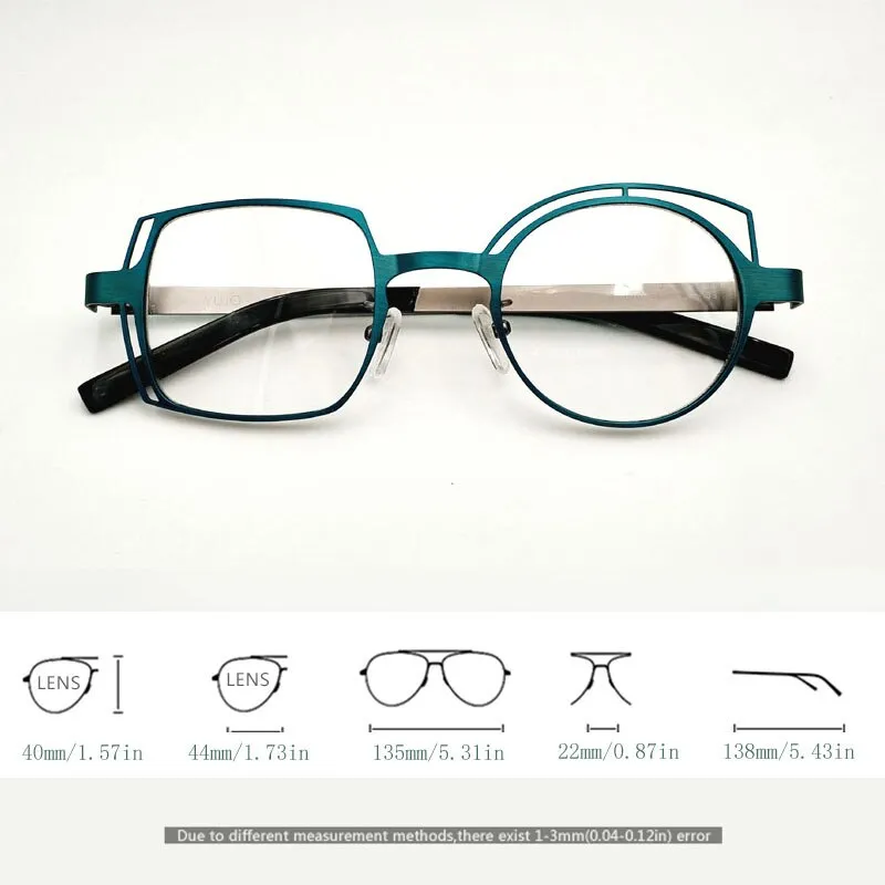 Yujo Unisex Full Rim Round Square Alloy Eyeglasses 811010