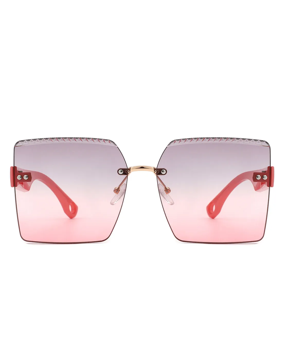 Zephyr - Oversized Tinted Curved Lens Square Fashion Sunglasses