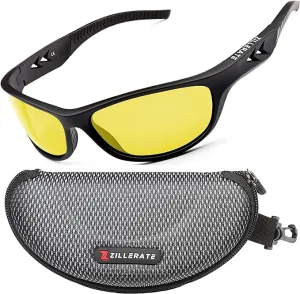 ZILLERATE Night Driving Glasses Anti Glare HD Night Vision Glasses for Driving, TAC Polarized Yellow Tinted Lens Sunglasses, Glare Reducing Polarised Nighttime Driving Glasses for Men & Women